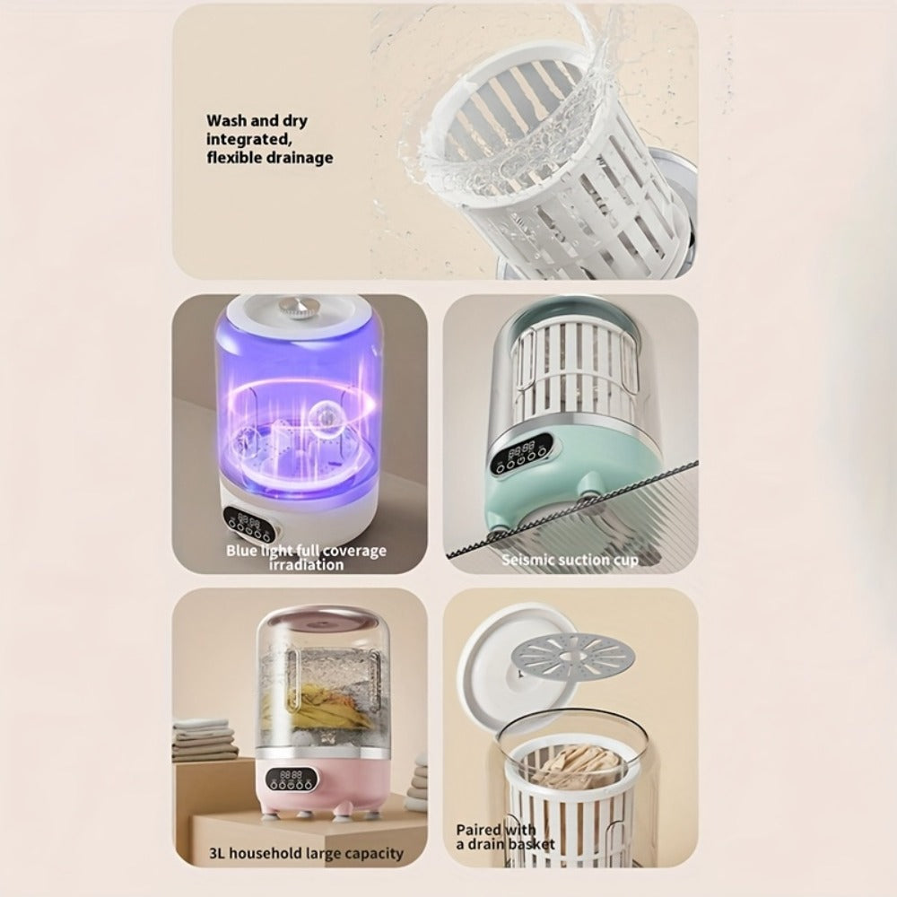 Portable Mini Washing Machine Wash & Dry All-in-One, Blue Light Sterilization, Flexible Drainage, Compact Travel Laundry Washer for Dorm Apartment Camping RV - product image 7