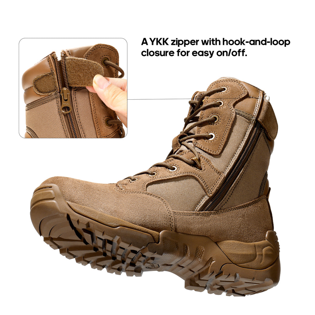 8 Men's Tactical Boot Waterproof Lightweight Comfortable Boots for Work Motorcycle Combat Boots Side Zipper Hiking Outdoor Climbing Activities All Day All - product image 17