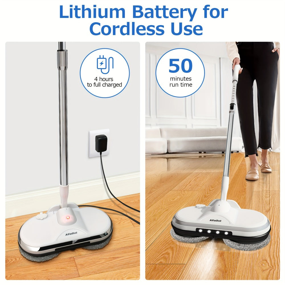 Cordless Electric Spin Mop with LED Headlight & Sprayer, 50-Min Runtime 6oz Water Tank, Lightweight Floor Scrubber for Hardwood Tile Laminate Floors - product image 7