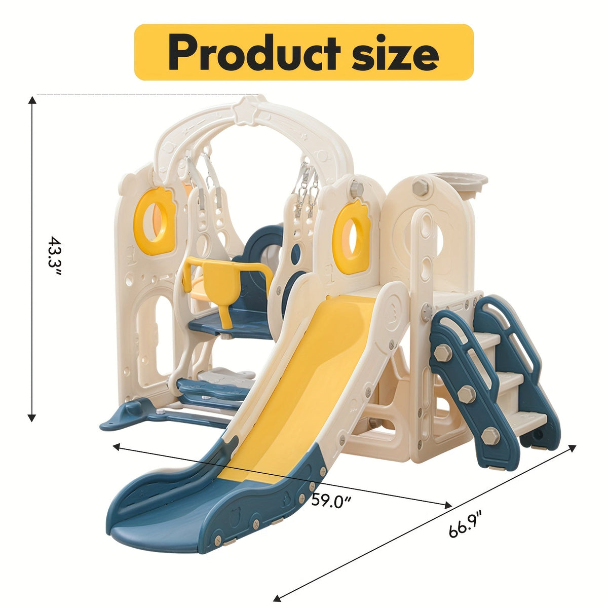 5-in-1 Toddler Slide with Basketball Hoop L-Shaped Freestanding Kids Indoor Outdoor Slide for Toddlers Ages 1-3 Boys Girls Birthday Playground Toy for Tidy - product image 4