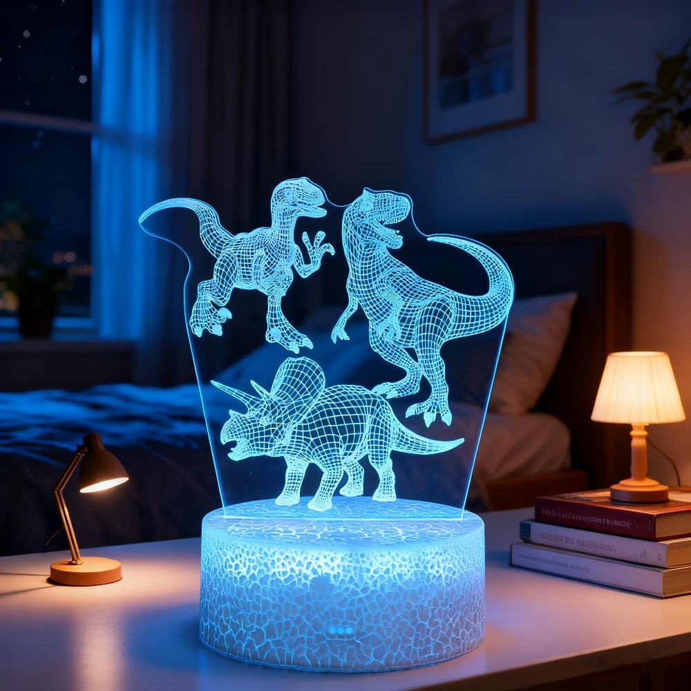3D Holographic Dinosaur Night Lamp 16 Color Changing T-Rex LED Bedside Lamp Remote Touch Control Adjustable Brightness Kids Room Decor Gift Boys Girls Jurassic - product image