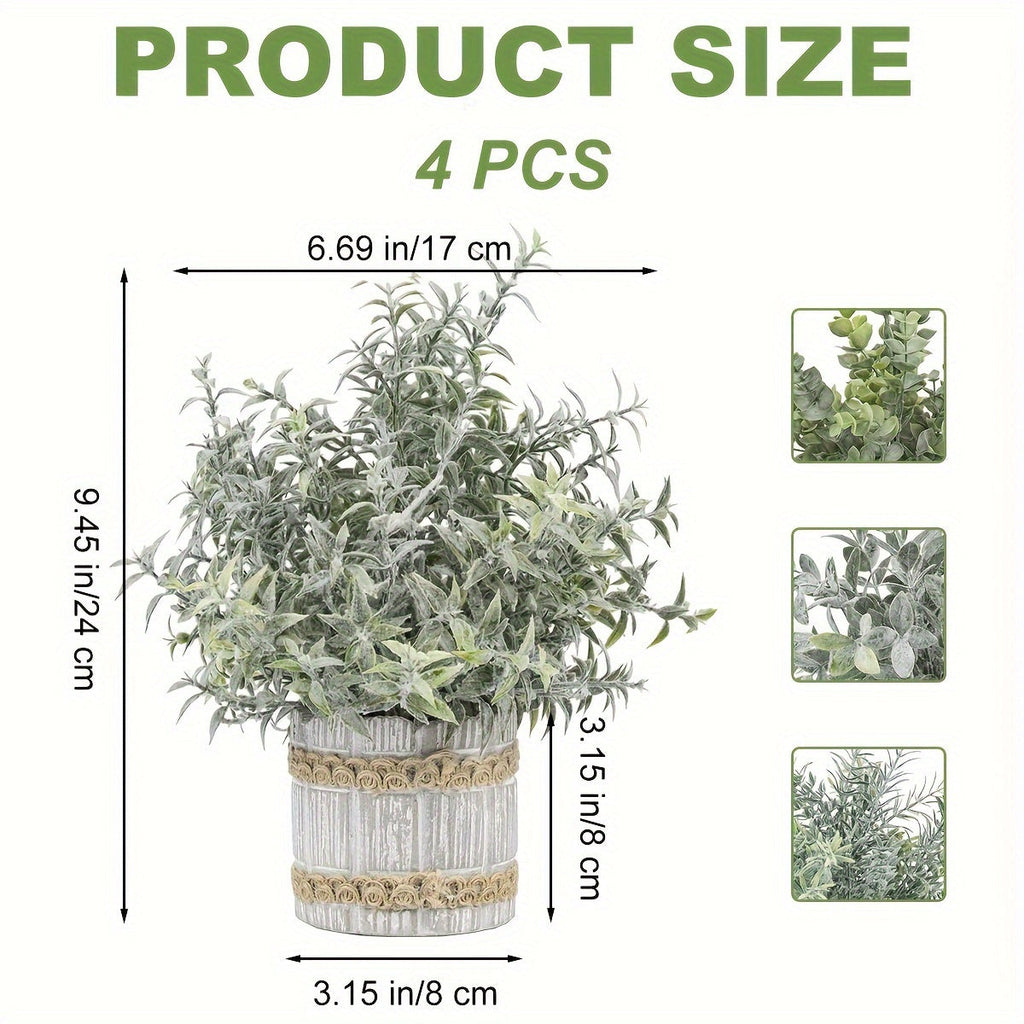 Fake Plants Artificial Plants Indoor 4-Pack Small Potted Greenery in Paper Pulp Pots | Faux Plants for Shelf Desk Home Office Farmhouse Bathroom Decor | Low-Maintenance Artificial  - product image 14