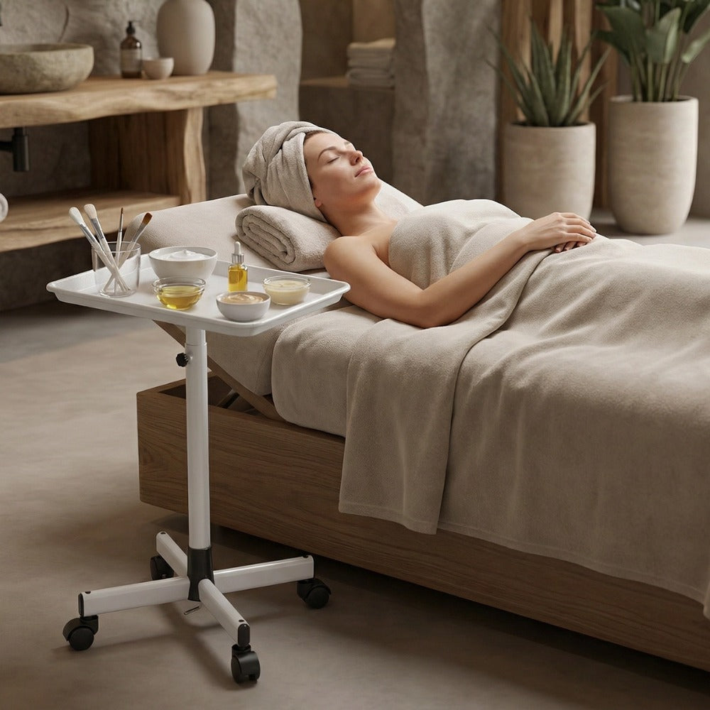 Salon Rolling Tray Trolley on Wheels Height Adjustable 30"-42" – Silver Mobile Salon Cart for Nail Tech, Esthetician, Barber, Hair Stylist & Beauty Station Tool Organizer - product image 8