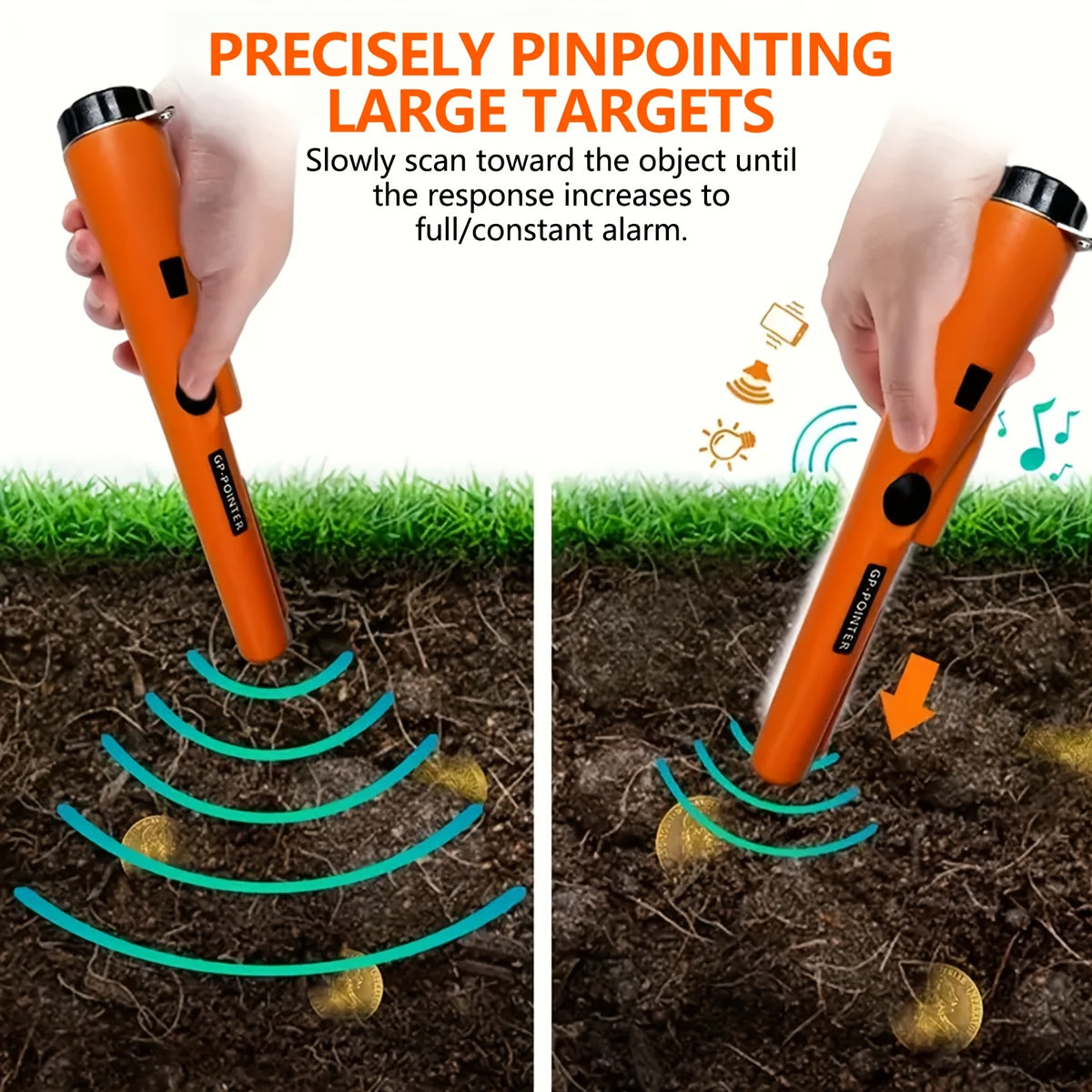 Metal Detector Pinpointer -Handheld Treasure Hunter Wand With Sound & Vibration Alerts For Golden, Silver, Coins & Relics -Ideal For Beach, Yard & Outdoor - product image 6
