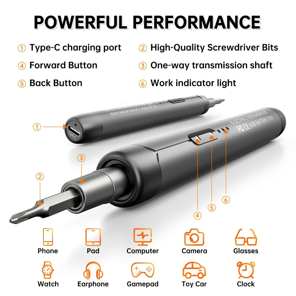 Electric Screwdriver Set 48-in-1, Cordless USB Rechargeable Precision Repair Kit with 38 Magnetic Bits for Phone, Laptop, Camera, Watch - product image 6