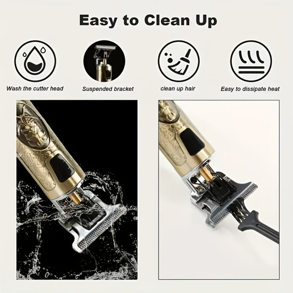Beard Trimmer for Men USB Rechargeable Zero Contour Precision Edger Lithium Battery — Hair Clipper with Limit Comb ABS Body for Beard Facial Hair Body Grooming, Gold Black Bronze H - product image 8