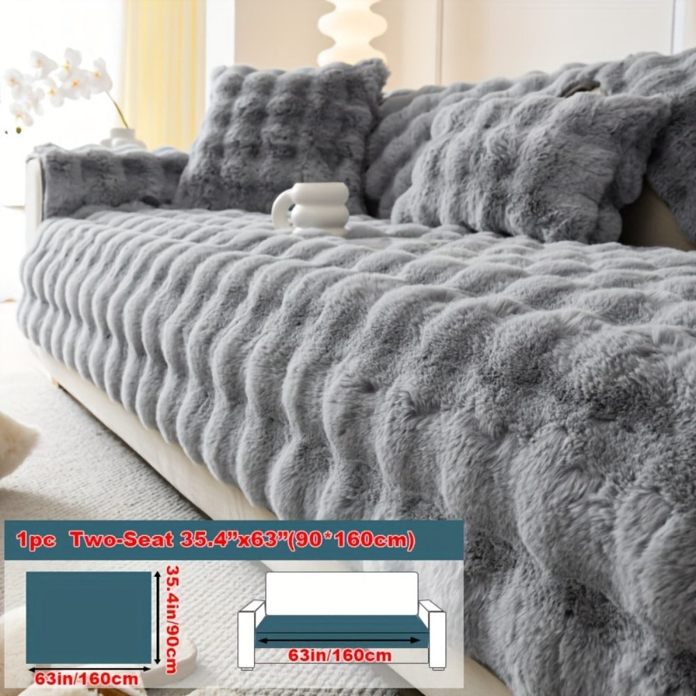 Faux Rabbit Plush Sofa Cover Winter Warm Thickened Anti-Slip Pet Friendly Cushion Protector for Living Room Bedroom Office 1 2 3 4 Seater - product image 27
