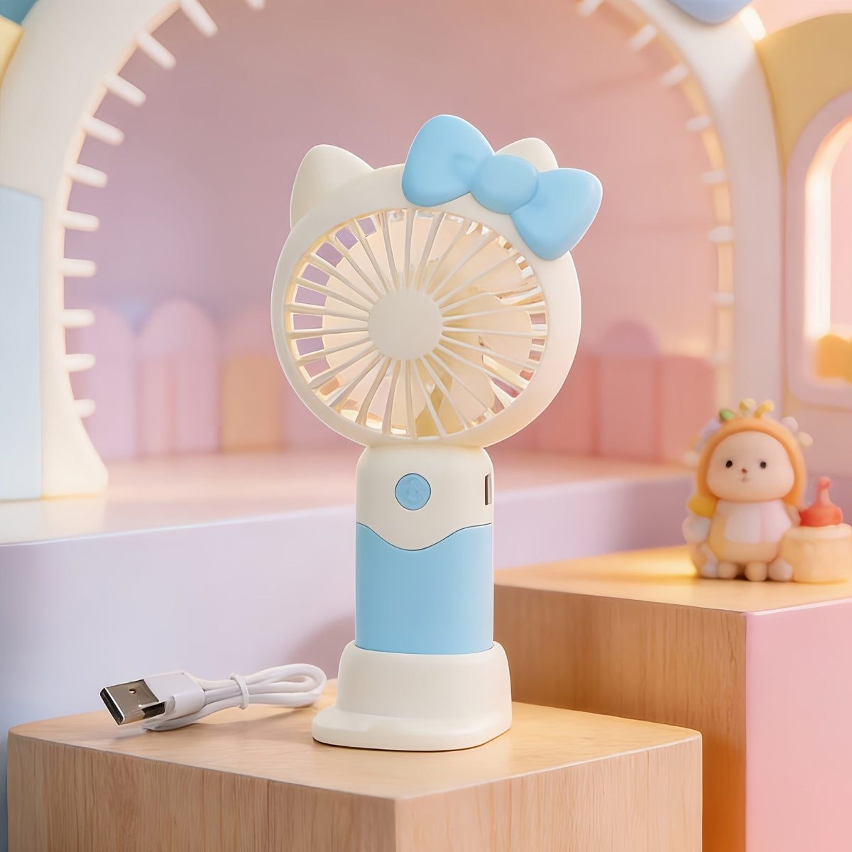 Hello Kitty Mini Fan USB Rechargeable Handheld Portable | Cute Sanrio Detachable Desktop Electric Fan for Girls Kids | 2-in-1 Handheld & Desk Fan for Travel Office School Home | Bl - product image 11