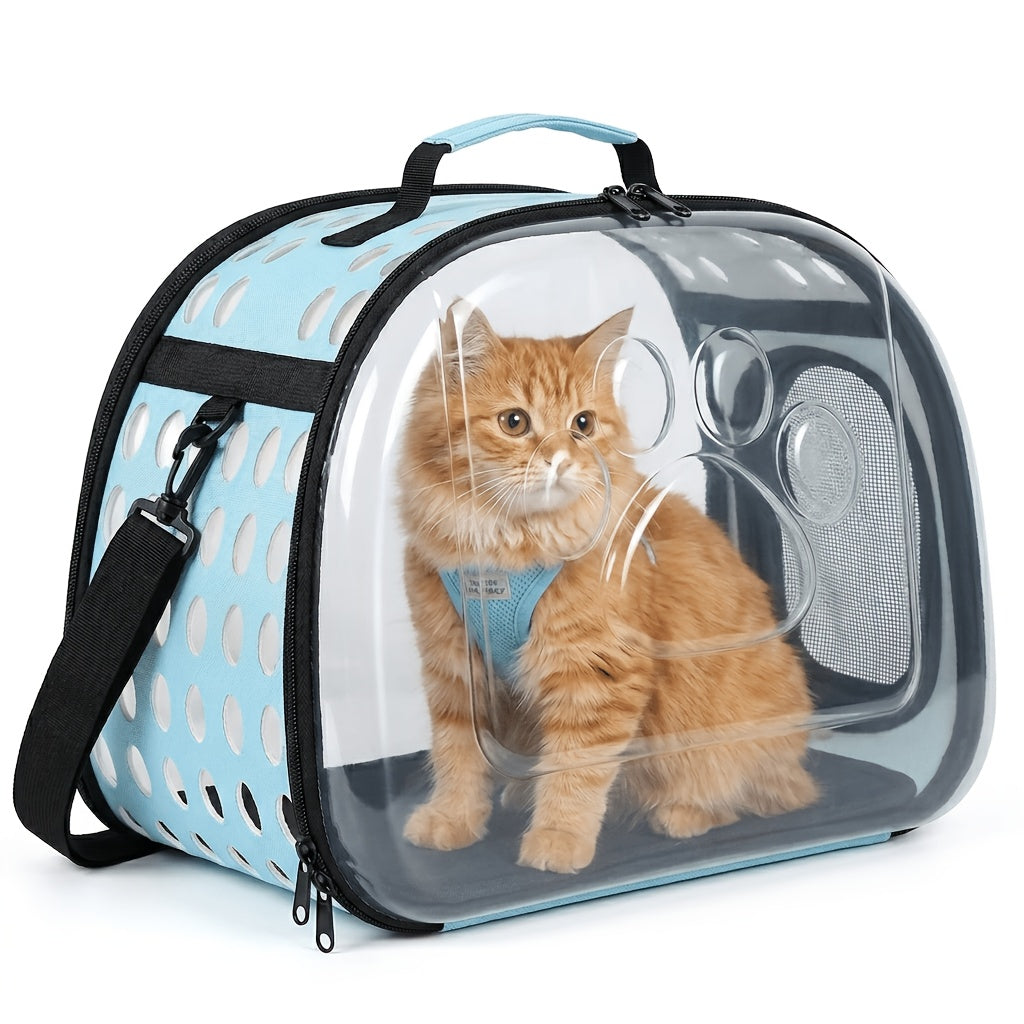 Airline Approved Clear Window Pet Bag with Ventilated Side Panels, Foldable Frame, Sturdy Outdoor Travel Carrier for Small Medium Cats, S & L, 4 Colors - product image