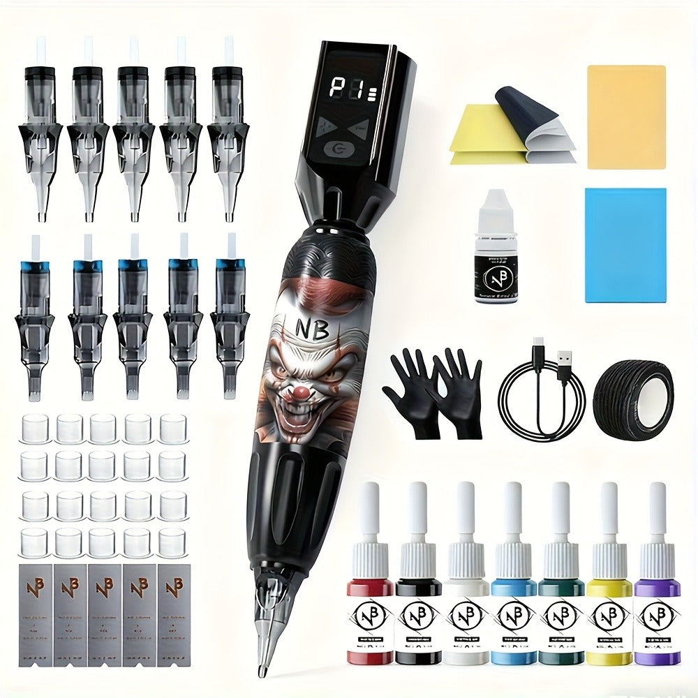 INKSOUL TM-81 Wireless Tattoo Kit Rotary Tattoo Pen with LCD Screen 1100mAh Battery Cordless Tattoo Gun with Needles & Ink Cartridges Complete Set for Beginners & Professional Arti - product image 2