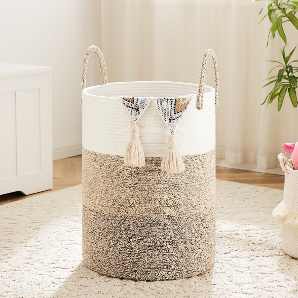 Collapsible Laundry Basket, Woven Rope Laundry Hamper, 12.15gal/15.85gal/21.13gal/26.42gal Laundry Bag for Decor Storage of Dirty Clothes, and Blankets in - product image 6