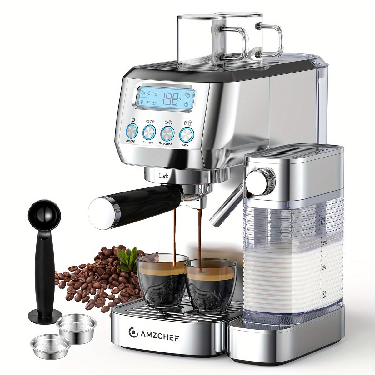 Espresso Machine 20 Bar with Automatic Milk Frother – Dual Boiler Coffee Maker, Touch Control, Cappuccino & Latte Machine with Dual Wall Filters, Includes Milk Frother, Easy to Use - product image 9