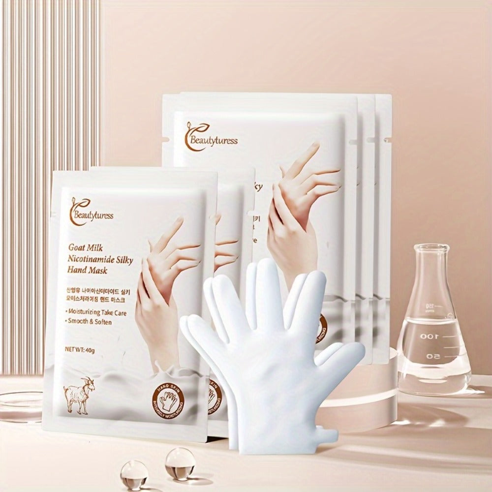 Moisturizing Hand Mask Gloves 20 Pairs with Niacinamide, Goat Milk & Glycerin | Brightening Deep Hydration Spa Treatment for Dry Rough Cracked Hands | Hypoallergenic Fragrance-Free - product image 5