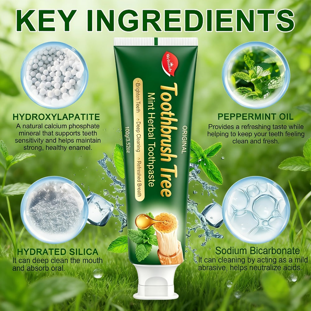 Natural Toothpaste 3-Pack – Herbal Mint Formula for Sensitive Gums & Teeth, Long-Lasting Freshness, Gentle Deep Cleaning Dental Care for Men & Women, Sleek Tube Design with Natural - product image 5