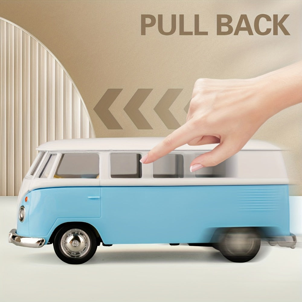 Volkswagen T1 Bus Diecast Model Car 1:36 Scale Zinc Alloy Pullback | Collectible Toy Car Gift for Boys Girls | Vintage Blue & White, Detailed Interior - product image 5