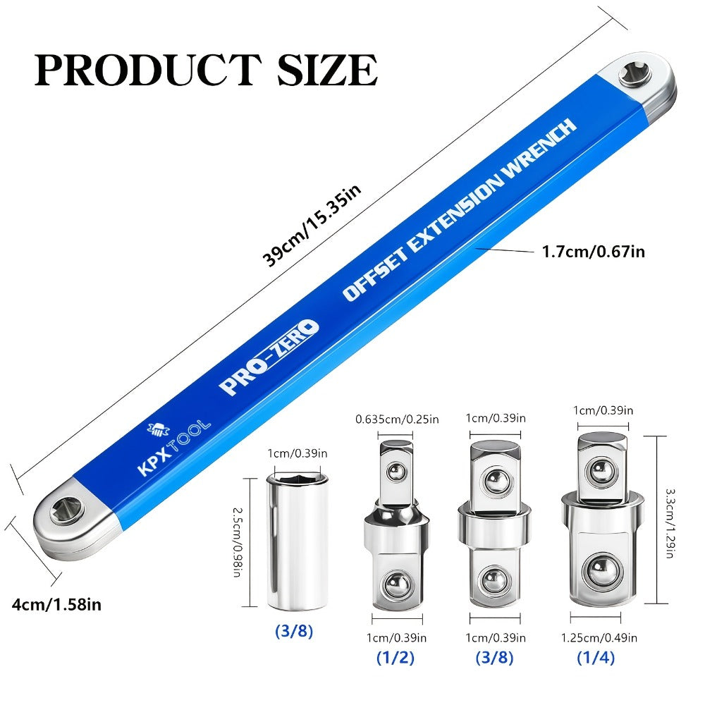 Ratchet Wrench Set 2-in-1 Multi-Function Offset Extension | 1/2" 1/4" 3/8" Square Head Adapters | 180° Swivel High Torque Non-Slip Handle | Durable Metal Automotive Repair Hand Too - product image 2