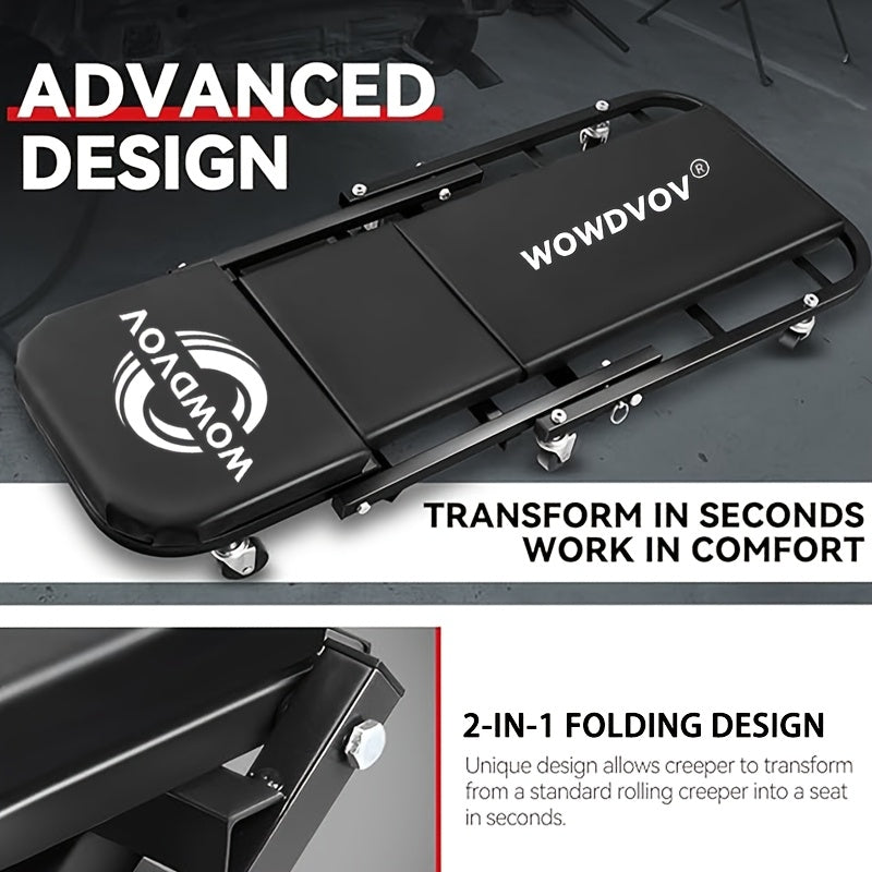 Auto Repair Bench with Roller Moving Tool Tray(Sold Separately), Wheel X Mechanical Climber 3-In-1/2-In-1 Z-Shaped Seat with 500 Pound Capacity, Foldable and - product image 7