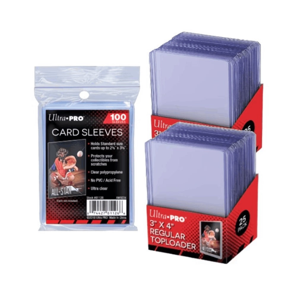 50 Hard Card Sleeves + 100 Clear Soft Sleeves for TCG, Sports Cards, CCG Collectors – Ultra Pro 35pt Toploaders & Penny Sleeves Bundle - product image