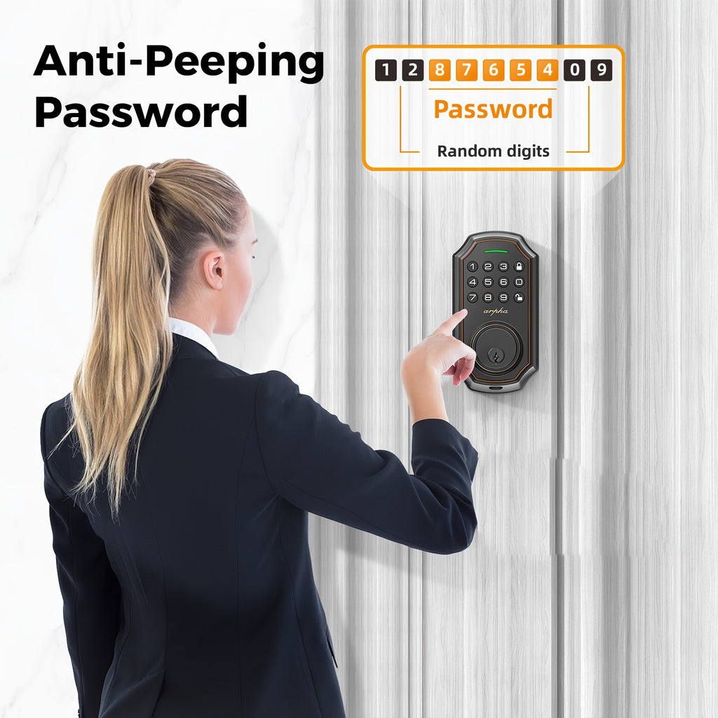 Smart Deadbolt 100-digit Privacy Code Combination, Keyless Entry Door Lock, Auto Locking/unlocking, Available Black and Silvery, Low Battery Alarm, Secure and - product image 9