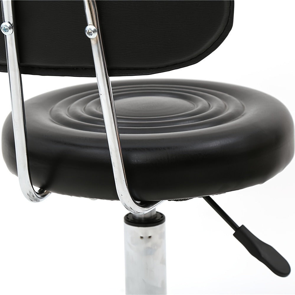 Cushioned Salon Stool with Backrest & Adjustable Height 18.9"-22.8" - Round 360° Swivel Chair for Hair Salon Spa Barbershop Office Home, Chrome Base, Black - product image 9