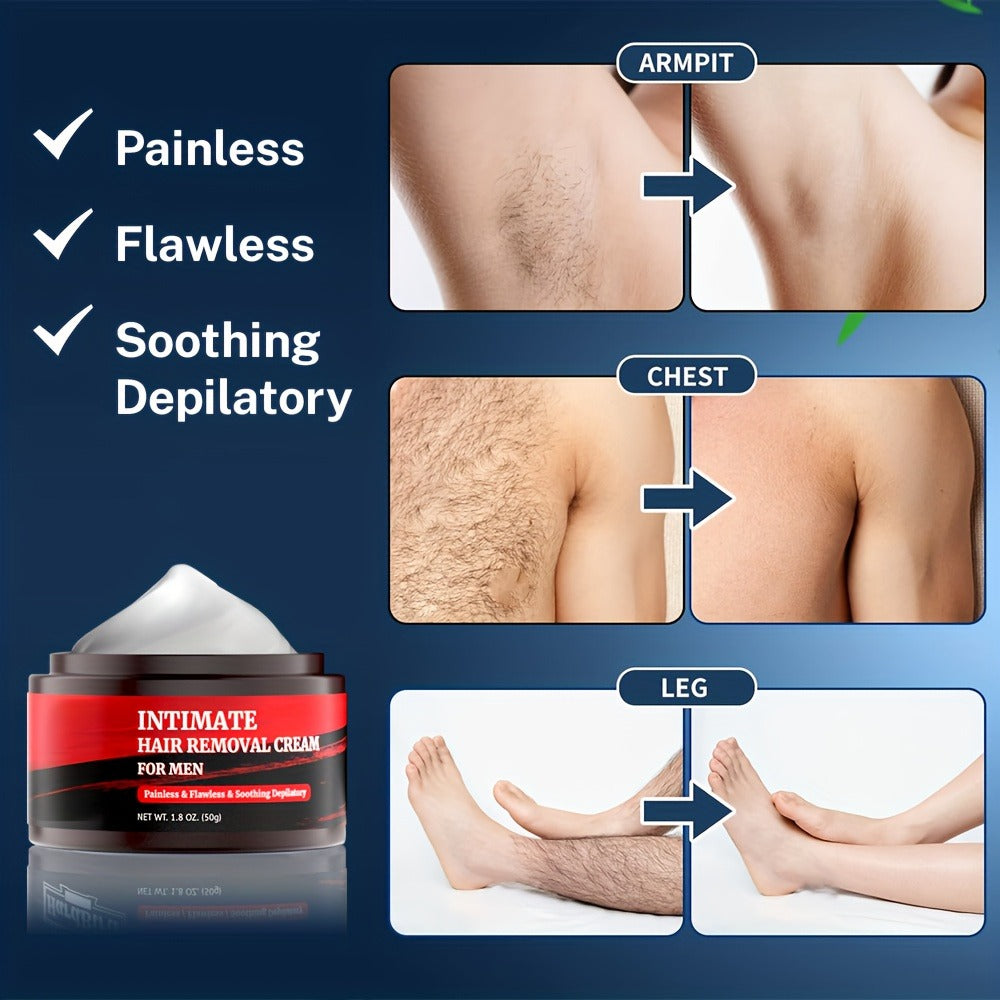 Depilatory Cream for Men Chest & Back Fast-Acting Body Hair Removal 1.8 oz 50g – Gentle Formula for Coarse Unwanted Hair, Razor-Free Smooth Skin, 1/2/3 Bottle Value Pack - product image 9