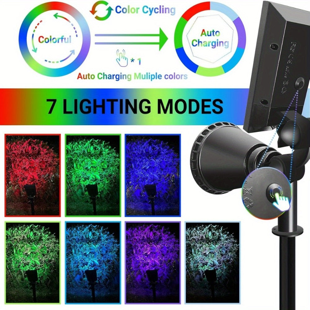Solar Landscape Lights 2-in-1 Wall & Ground – Independent Adjustable Solar Panel Auto On/Off | 8 Color Modes Outdoor Solar Spotlight for Garden, Driveway, Sidewalk & Pool Area | IP - product image 11
