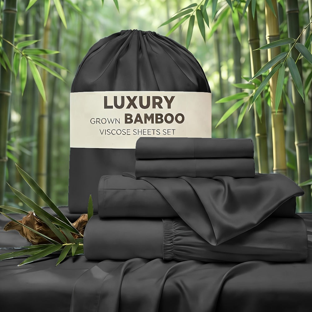 Cooling Bed Sheet Set 4 Piece Bamboo Rayon Deep Pocket Twin Full Queen King Extra Soft Wrinkle Fade Stain Resistant Hotel Luxury Pillowcase Bedroom Decor - product image 5