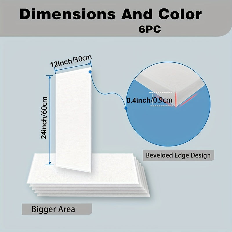 Set of 6 High-Density Acoustic Foam Panels Measuring 12X24X0.4 Inches, Available in Blue, Green, Yellow, Brown, and White, These Self-Adhesive Soundproof Wall - product image 6