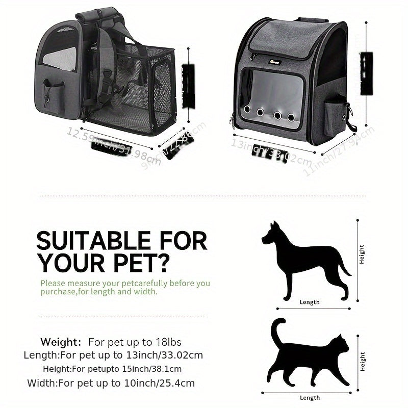 Expandable Pet Carrier Backpack – Airline Approved Foldable Cat Dog Travel Bag for Small Medium Pets, Breathable Mesh, Spacious Interior for Hiking Camping - product image 2