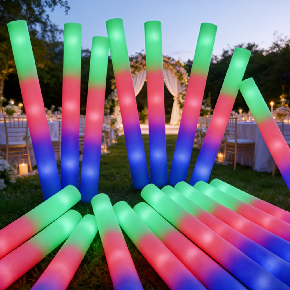 LED Light Up Foam Glow Wands 27/30 Pack | Multi-Color Flashing Glow Sticks for Party Supplies Weddings Birthdays Christmas Graduation Camping Outdoor Celebrations