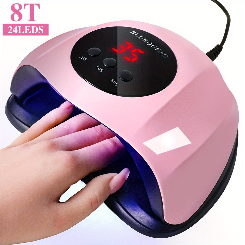 LED Nail Lamp Professional LCD Display Auto Sensor 4 Timer Settings USB Powered Instant Gel Polish Curer No Adapter Needed for Home Salon Manicure Pedicure DIY Nail Art Pink White - product image