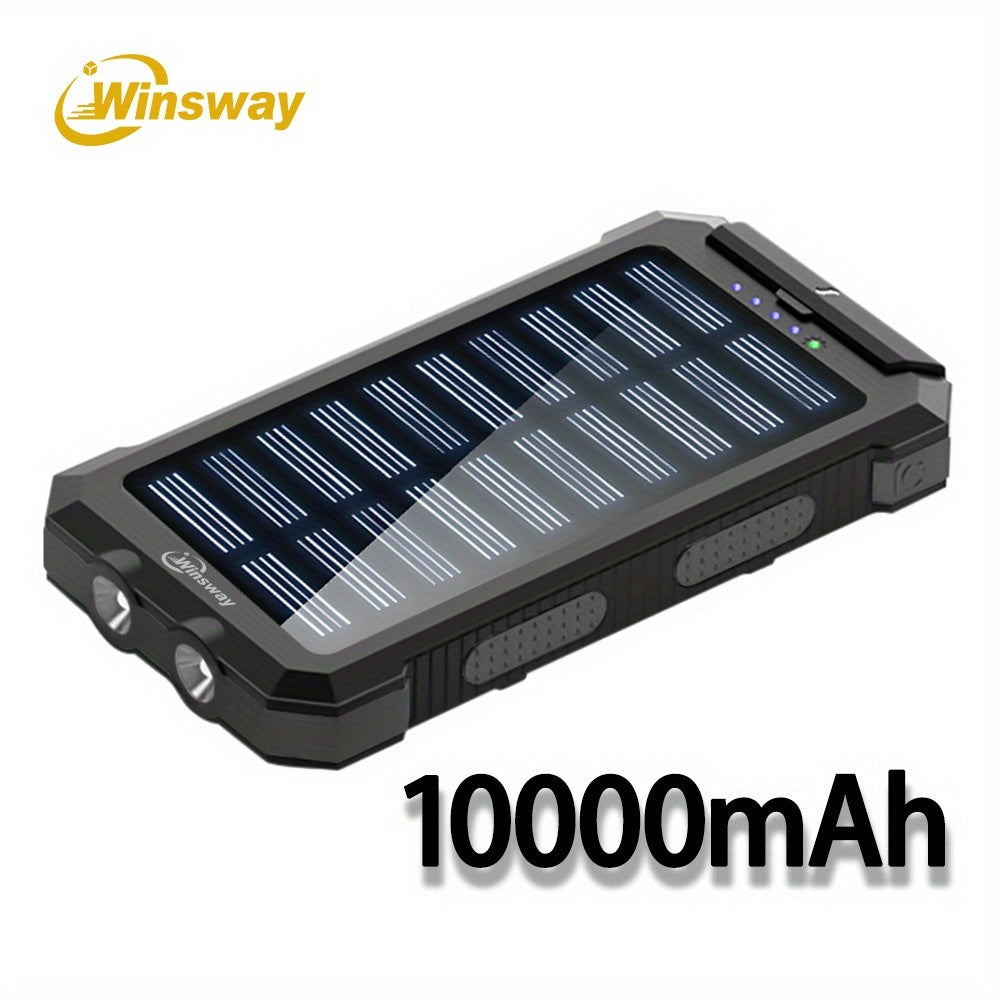 Winsway 10000mAh Portable Solar Panel Charger with 4 Dual USB Ports And Type-C/Micro USB Input Ports, Equipped with A 2.4W LED Flashlight/compass, Suitable for All Mobile Devices,  - product image 3