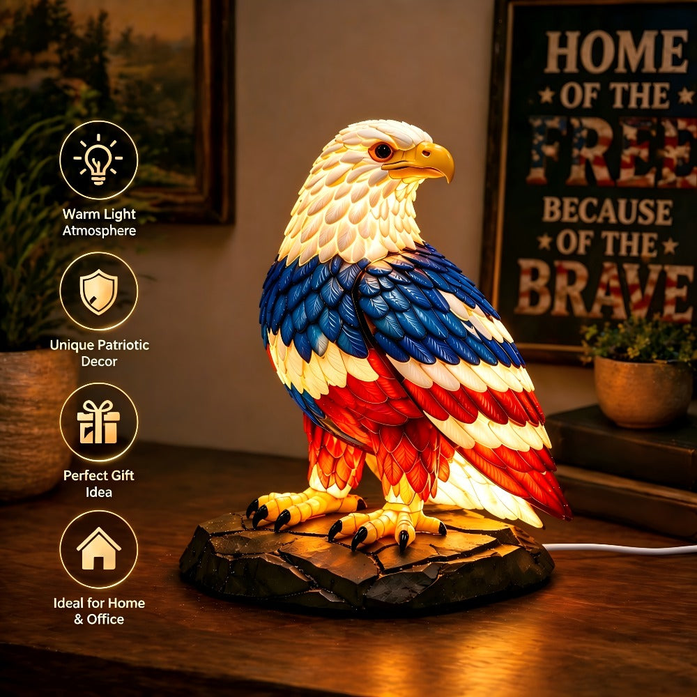 Boho Retro Stained Eagle Night Light – 3D Resin Animal Table Lamp, Vintage Colorful Stained Glass Effect Desk Light for Bedroom Home Decor, Creative Birthday Christmas Gift for Eag - product image 4