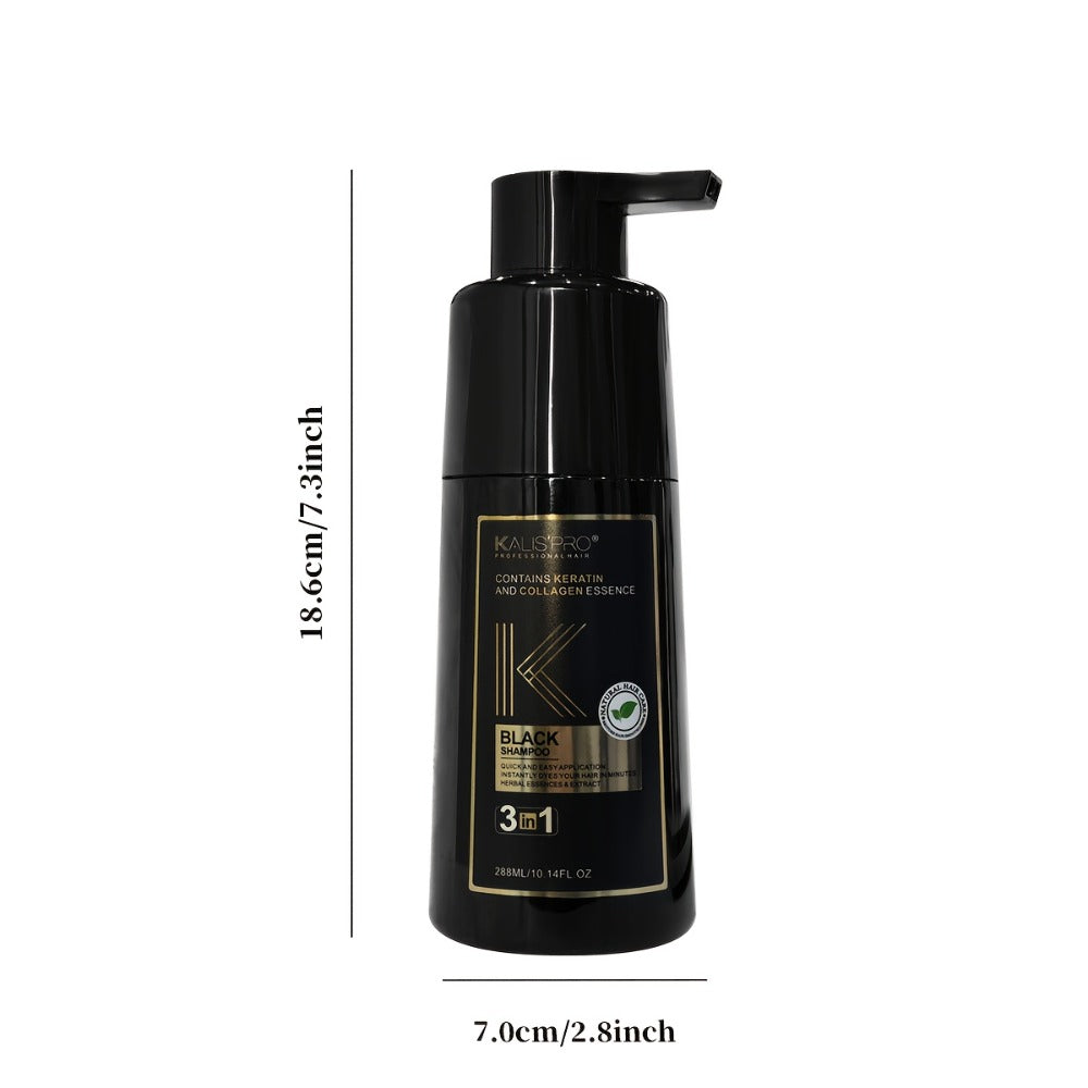 Men's 3-in-1 Black Hair & Beard Dye Shampoo — 8-Minute Gray Coverage, Ammonia-Free Long-Lasting Natural Color, Shampoo + Hair Dye + Beard Dye in One Step, All Hair Types, 10 oz, 1  - product image 6