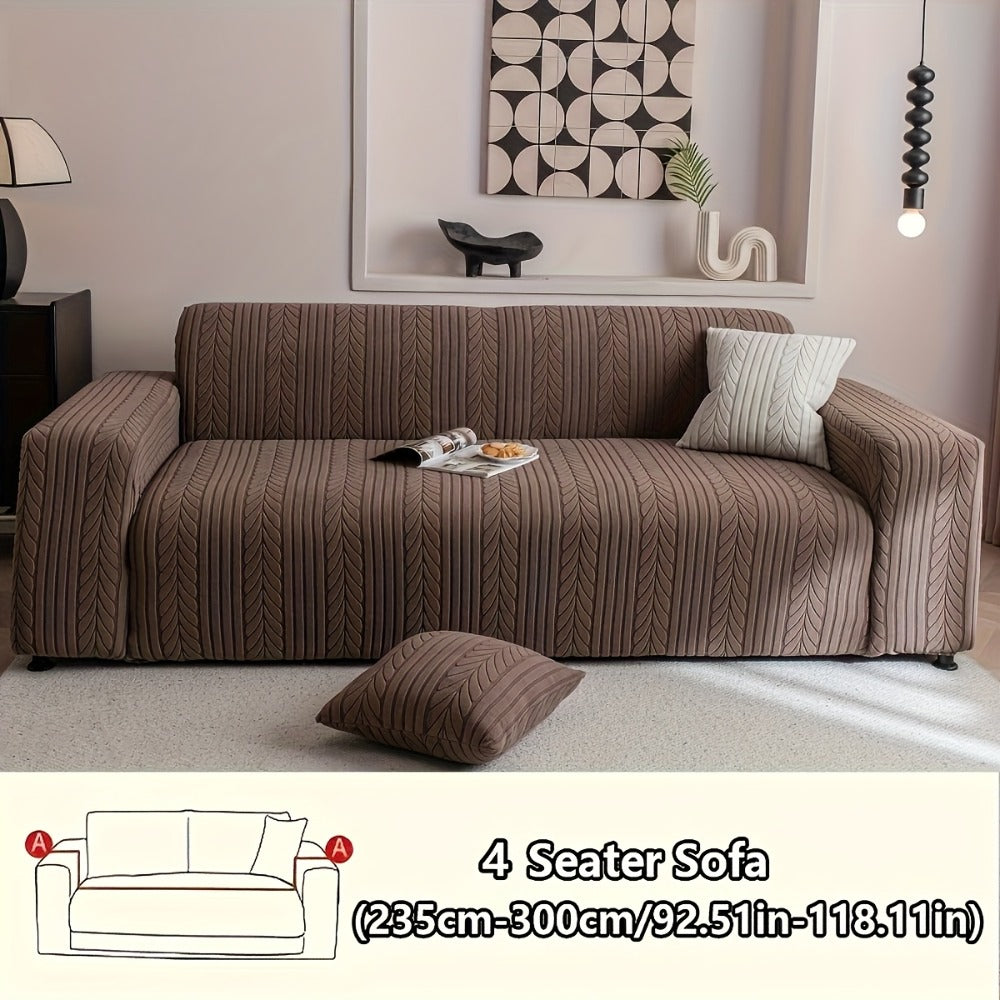 Sofa Cover Stretchy Washable Slipcover for 1 2 3 4 Seater Couch, Zigzag Textured Fabric, Scratch Slip Resistant Furniture Protector, Cream White Light Grey Dark Gray Coffee Brown - product image 22