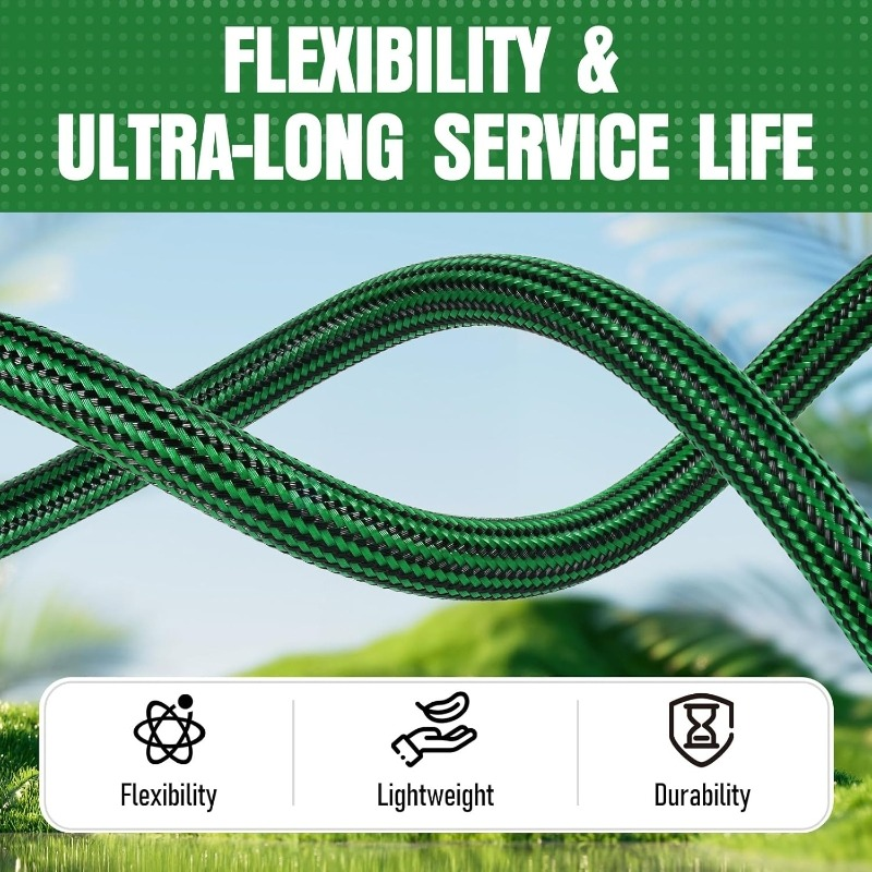 Heavy-Duty Rubber Garden Hose with 9-Function Nozzle | Non-Expandable, Kink-Resistant – 25/50/75/100FT - product image 9