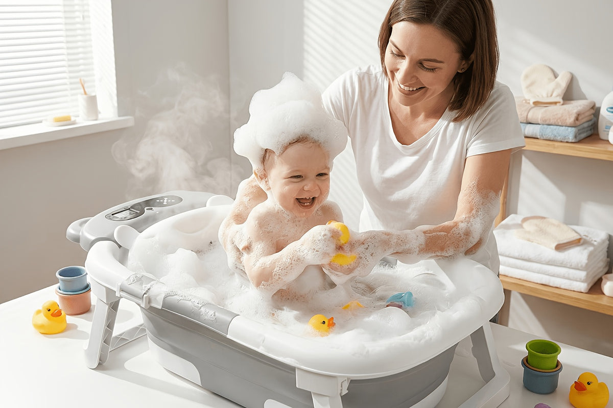 Foldable Bathtub, Foldable Baby Bathtub With Soft Cushion and Thermometer, Non-slip, Portable Travel Bathtub, Includes Soft Floatation Cushion, Durable and - product image 15