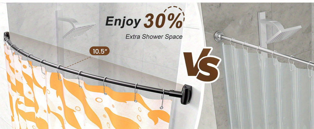 Curved Shower Curtain Rod Adjustable 43-72 Inch - Rustproof Aluminum Tension Mount No Drilling Extra Space Shower Rod for Bathtub Stall | Black Bronze Chrome Brushed Nickel | Bathr - product image 18