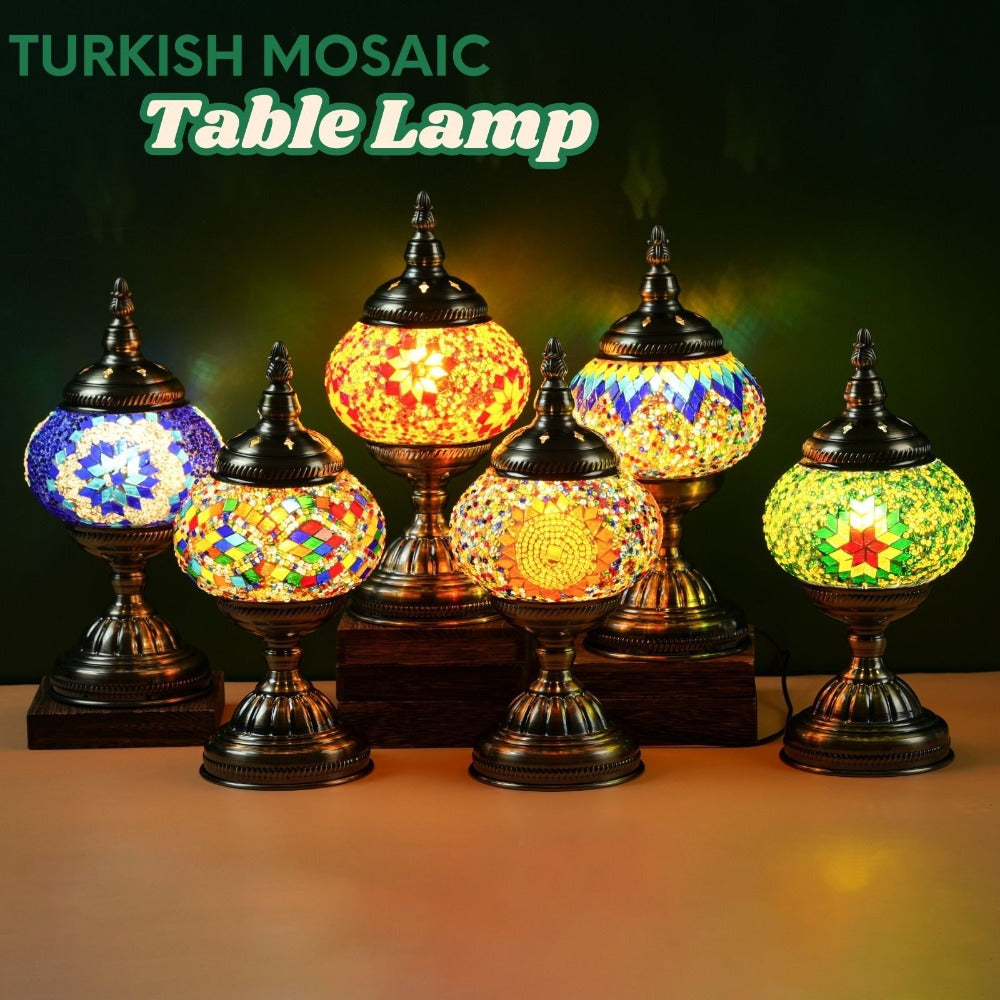 Mosaic Table Lamp Handcrafted Turkish Glass Bedside Lamp 3-Color Dimmable with Metal Base Bulb Included - product image 14