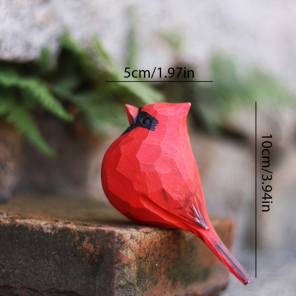 Cardinal Bird Statues Handmade Wood Carving 2pcs - Painted Decorative Bird Figurines for Home Decor Shelf Garden - Best Gift for Bird Lovers Birthday Christmas Family Friends - product image 4