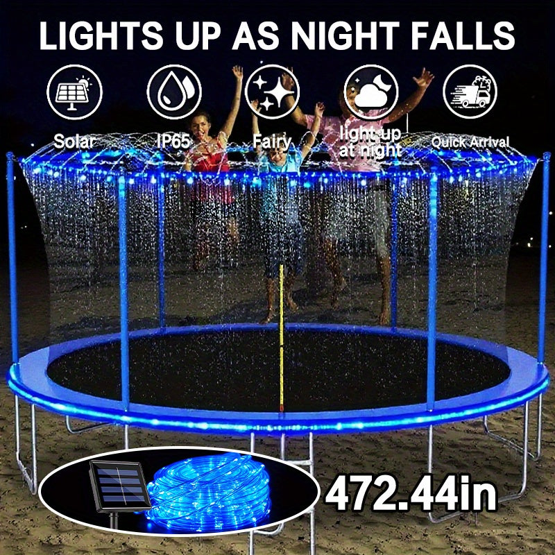 Solar LED Trampoline Lights 50 100 LEDs Colorful Rope Lights 8 Modes IP65 Waterproof Fits 8-16 Ft Trampolines Outdoor Safety Glow Night Light Kids Adults Multicolor White Blue for Patio & Backyard Use