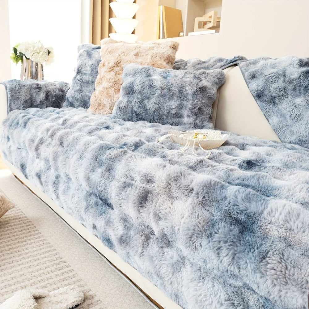 Plush Sofa Cover Faux Lamb Thick Fluffy Couch Slipcover Pet Friendly Machine Washable Gradient Color Polyester Furniture Protector for Armchair Single Double Triple Sofa Living Roo - product image 14