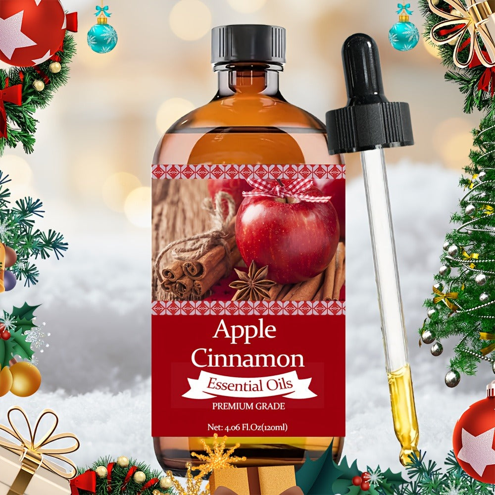 Apple Cinnamon Essential Oil 120ml with Aloe Vera & Jojoba Oil 100% Pure Aromatherapy Moisturizing Perfume Oil for Skin Hair Nail Care Massage Diffuser Gift for Women Men 4.06 Fl.O - product image
