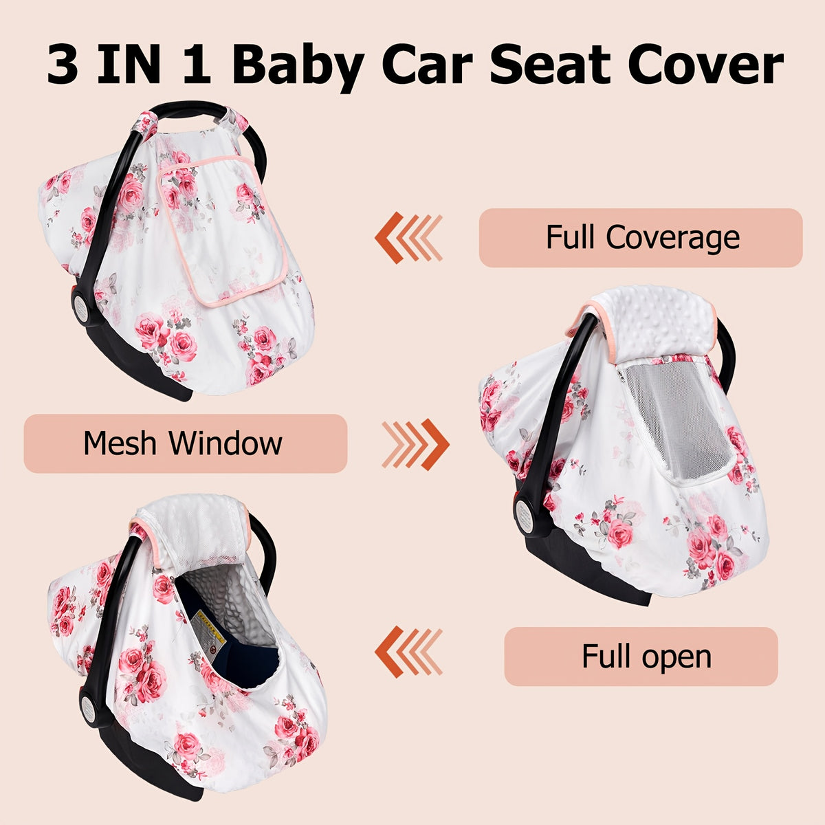 Car Seat Cover for Baby, Minky Baby Car Seat Cover, 3-In-1 Car Seat Cover, Soft and Breathable Car Seat Cover for Infant, Baby Items, Newborn Necessities - product image 4