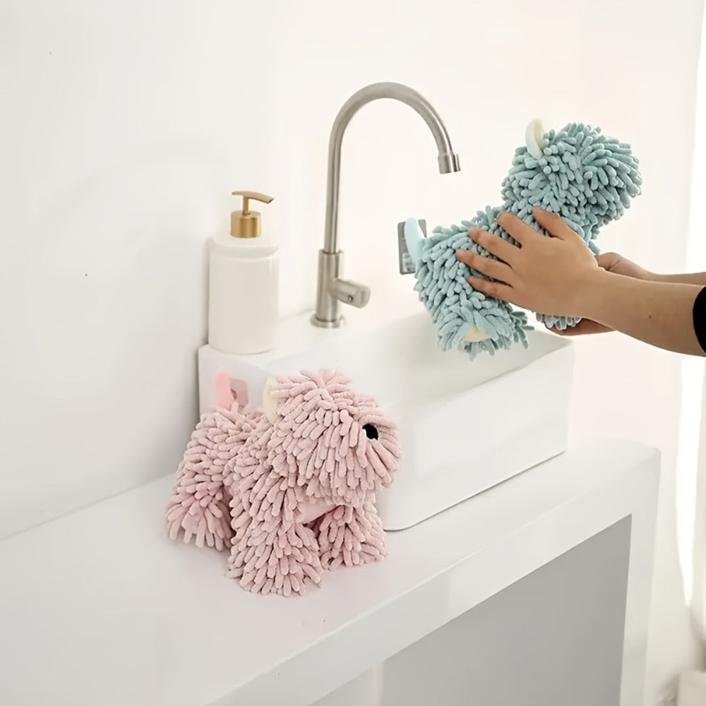 Cute Puppy Hand Towel Wall-Hanging Kitchen Bathroom Towel – Soft Absorbent Cartoon Dog Decorative Cloth 150g/㎡ - product image 2