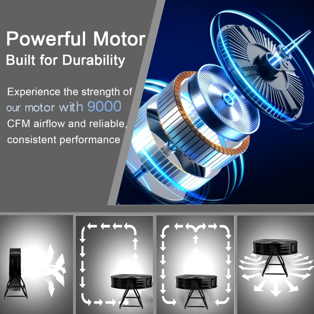 Industrial Floor Fan 24 Inch 9000 CFM Heavy Duty Drum Fan 3-Speed 360 Degree Tilt with Casters and Handle for Warehouse Garage Patio Workshop Gym Large Area Cooling - product image 7