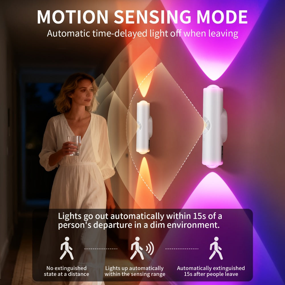 RGB Magnetic Night Light LED Ambient – Multi-Color Motion Sensor, No-Drill Magnetic Install, Long Battery Life for Living Room, Bedroom, Hallway, Stairs & Bar (1pc or 5-Pack) - product image 2