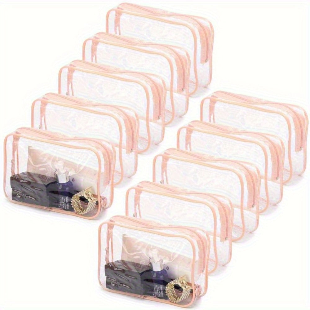 Clear PVC Makeup Bag Set 10 Pcs Transparent Waterproof Cosmetic Bags Reinforced Zipper TSA Approved Travel Toiletry Organizer See-Through Beauty Pouch Black - product image 8