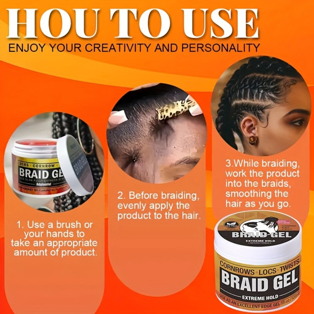 Extreme Hold Braid Gel & Edge Control Hair Wax Pomade — Anti-Frizz, Moisturizing, Long-Lasting for Braids, Locs, Twists & Sleek Styles, Natural Hair, Men & Women — 4/5/6 Pack - product image 10