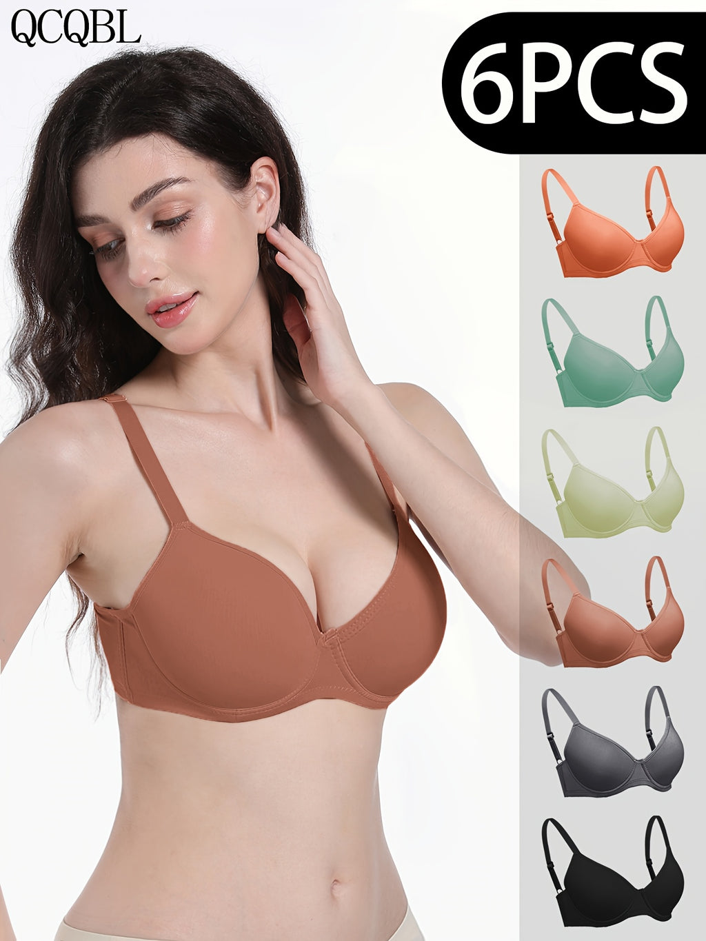 6-Pack Ultra-Soft Seamless Push-Up Bras - Comfortable Everyday Support, Elegant Style, Breathable Cups, Versatile Value Set For Women Of All Shapes and Sizes - product image